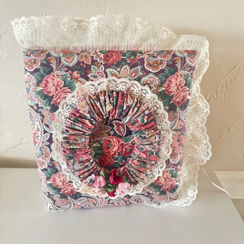 Vintage Floral Paisley Lace Padded Photo Album Memory Book 3 Ring Binder 11x11.5